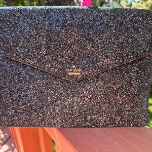 NWT Kate Spade Laurel Way Black Glitter Mallo Clutch
